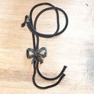 Long gunmetal necklace with silver rhinestones